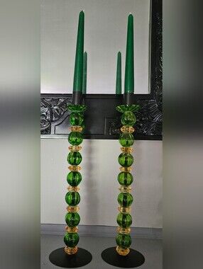 Ganz Glass Beaded Candle Stick Holders
